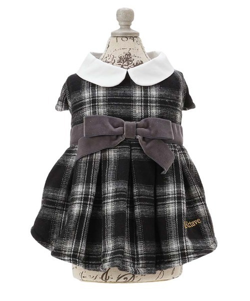 One Octave（ワンオクターヴ）の「One Octave/チェック柄ワンピース（ペットウェア・レディース・ネイビー/グレー・L/2L/2M/2XS/XS/S/M）」の3枚目の写真