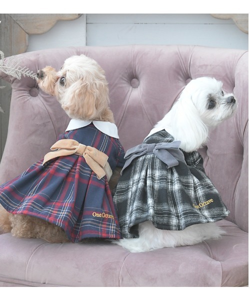 One Octave（ワンオクターヴ）の「One Octave/チェック柄ワンピース（ペットウェア・レディース・ネイビー/グレー・L/2L/2M/2XS/XS/S/M）」の17枚目の写真