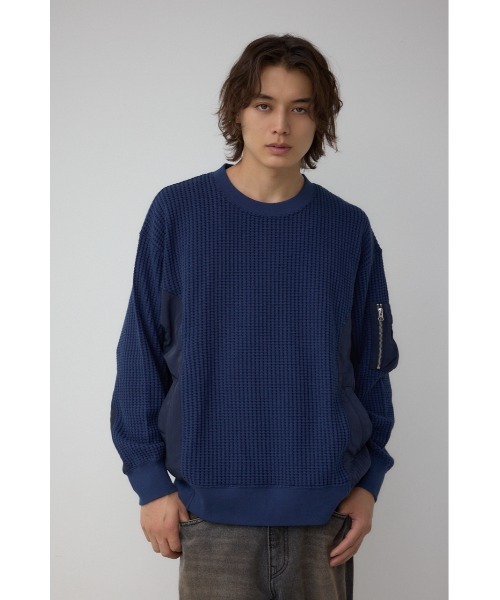 AZUL by moussy(アズールバイマウジー)の「オニワッフルスウィッチングトップス(Tシャツ/カットソー・メンズ・ブラック/ネイビー/ライトグレー・SMALL/MEDIUM/LARGE)」の3枚目の写真