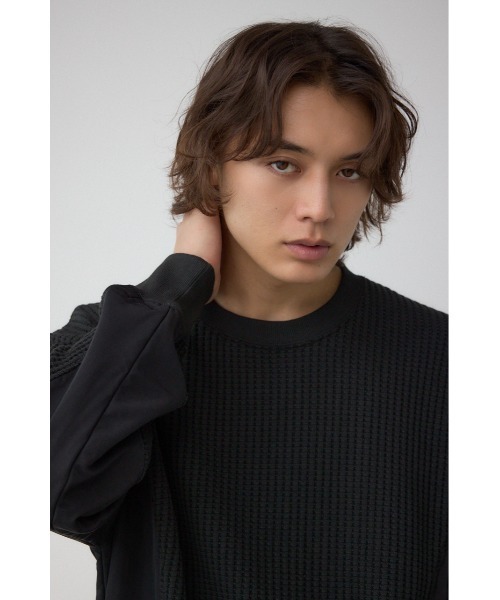 AZUL by moussy(アズールバイマウジー)の「オニワッフルスウィッチングトップス(Tシャツ/カットソー・メンズ・ブラック/ネイビー/ライトグレー・SMALL/MEDIUM/LARGE)」の4枚目の写真