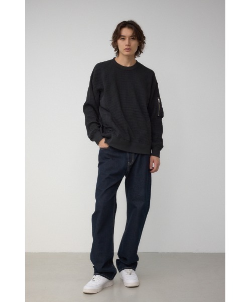 AZUL by moussy(アズールバイマウジー)の「オニワッフルスウィッチングトップス(Tシャツ/カットソー・メンズ・ブラック/ネイビー/ライトグレー・SMALL/MEDIUM/LARGE)」の5枚目の写真