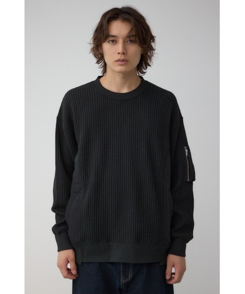 AZUL by moussy(アズールバイマウジー)の「オニワッフルスウィッチングトップス(Tシャツ/カットソー・メンズ・ブラック/ネイビー/ライトグレー・SMALL/MEDIUM/LARGE)」の6枚目の写真