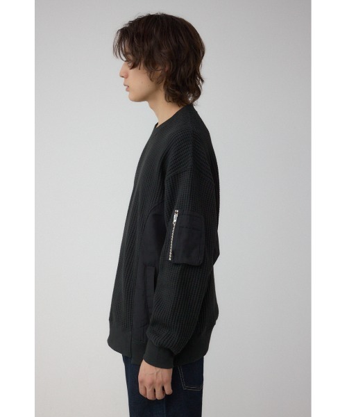 AZUL by moussy(アズールバイマウジー)の「オニワッフルスウィッチングトップス(Tシャツ/カットソー・メンズ・ブラック/ネイビー/ライトグレー・SMALL/MEDIUM/LARGE)」の7枚目の写真