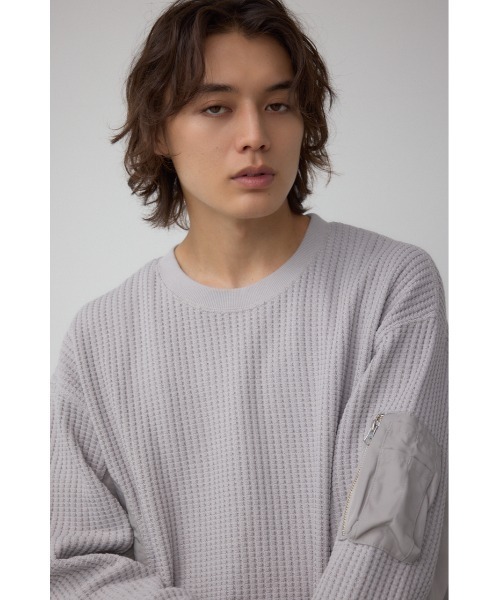 AZUL by moussy(アズールバイマウジー)の「オニワッフルスウィッチングトップス(Tシャツ/カットソー・メンズ・ブラック/ネイビー/ライトグレー・SMALL/MEDIUM/LARGE)」の15枚目の写真