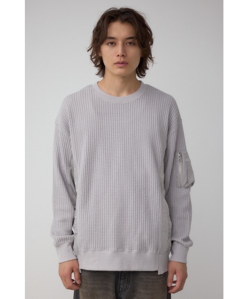 AZUL by moussy(アズールバイマウジー)の「オニワッフルスウィッチングトップス(Tシャツ/カットソー・メンズ・ブラック/ネイビー/ライトグレー・SMALL/MEDIUM/LARGE)」の17枚目の写真