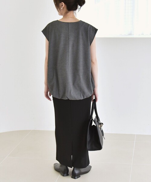 quaranciel（カランシエル）の「quaranciel:〈手洗い可能〉カット ジョーゼット ドロスト ジップ ベスト（Tシャツ/カットソー・レディース・ブラック/ブラウン/グレー・ONE SIZE）」の9枚目の写真