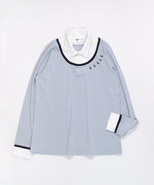 Picone CLUB(ピッコーネクラブ)の「レイヤード風プルオーバー(Tシャツ/カットソー・レディース・ベージュ/ブラック/ライトブルー/ライトグレー・L/M/S)」の1枚目の写真