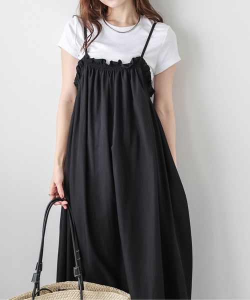 AMELY(エミリー)の「ミニフリルキャミワンピース(ワンピース・レディース・ベージュ/ブラウン/ブラック・フリー)」の8枚目の写真