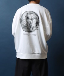 ANPAS（アンパス）の「Ponte Fabric Logo＆Moon Print SweatShirt/ポンチ ロゴ＆ムーンプリント オーバーサイズ スウェット トレーナー トップス メンズ レディース（スウェット）」