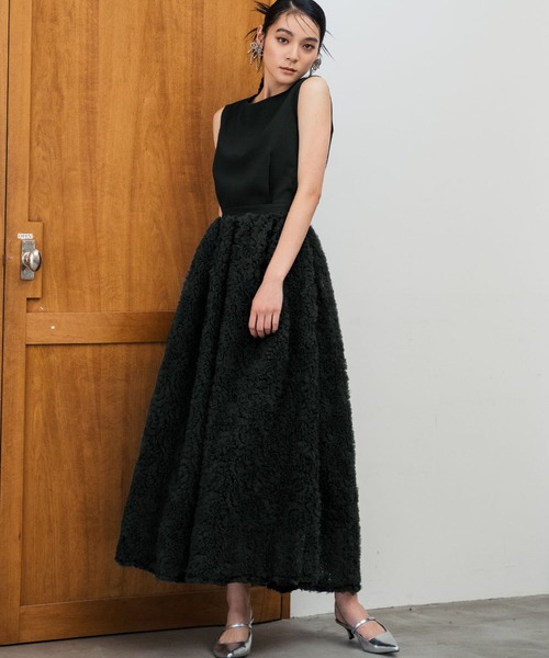 girl(ガール)の「ノースリーブトップス チュールボリュームスカート もこもこセットアップドレス 結婚式 パーティードレス オケージョンドレス お呼ばれ 二次会 成人式 同窓会 謝恩会 七五三(ドレス・レディース・チャコールグレー/ブラック/ベージュ×ブラック・S/M/L)」の17枚目の写真