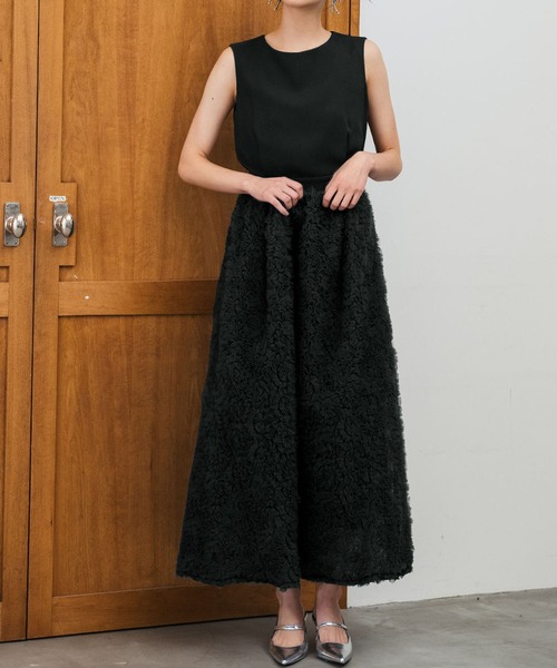 ノースリーブトップス チュールボリュームスカート もこもこ