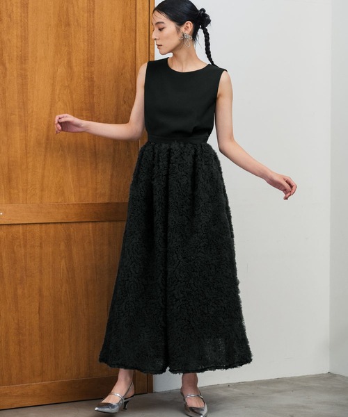 ノースリーブトップス チュールボリュームスカート もこもこ