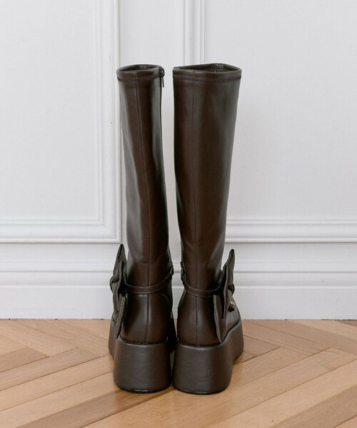 OLIVE des OLIVE（オリーブデオリーブ）の「【Belle Charme】リボン付きスクエアロングブーツ（ブーツ・レディース・ブラック/ブラウン・SMALL/MEDIUM/LARGE）」の15枚目の写真