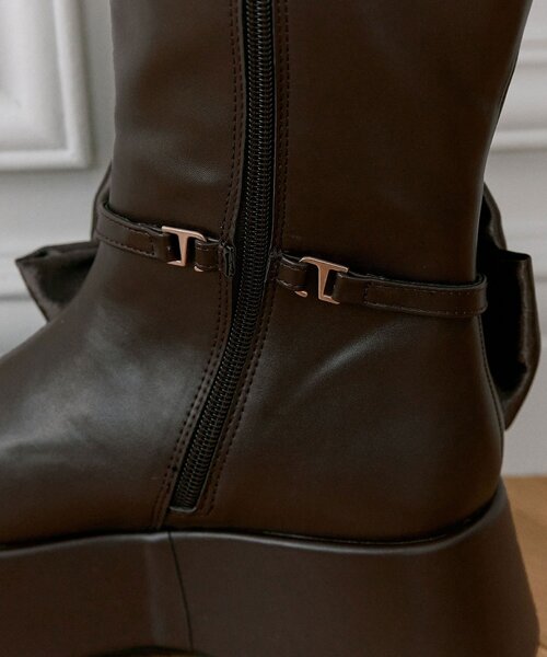 OLIVE des OLIVE（オリーブデオリーブ）の「【Belle Charme】リボン付きスクエアロングブーツ（ブーツ・レディース・ブラック/ブラウン・SMALL/MEDIUM/LARGE）」の21枚目の写真