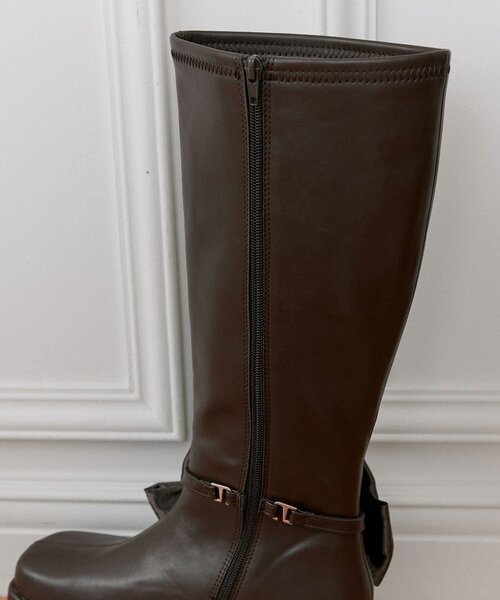 OLIVE des OLIVE（オリーブデオリーブ）の「【Belle Charme】リボン付きスクエアロングブーツ（ブーツ・レディース・ブラック/ブラウン・SMALL/MEDIUM/LARGE）」の22枚目の写真