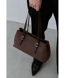 un/neu（アンノイ）の「ヴィンテージライクダブルハンドルバッグ /フェイクレザースクエアバッグ / ペットボトル収納可能（ハンドバッグ）」