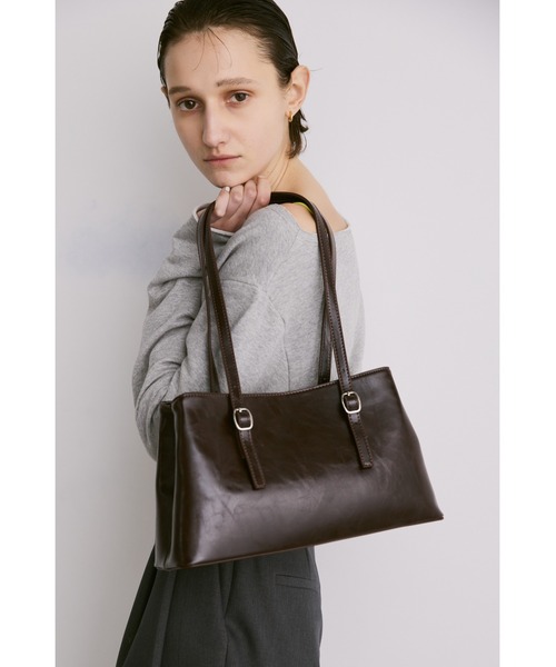 【完売品】【未使用】ヴィリーナ　別注スクエアハンドルバック ヴィンテージライクダブルハンドルバッグ /フェイクレザースクエア