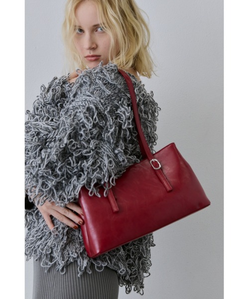 ヴィンテージライクダブルハンドルバッグ /フェイクレザースクエア