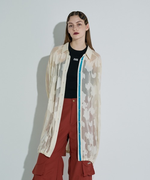 ANNA SUI NYC（アナ スイ エヌ ワイ シー）の「ジャガード配色シャツ（シャツ/ブラウス・レディース・ホワイト/ワイン/ブラック・FREE）」の4枚目の写真