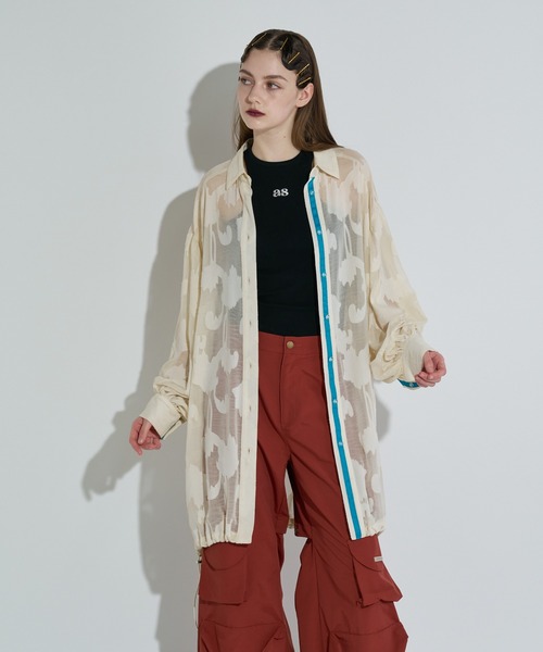 ANNA SUI NYC（アナ スイ エヌ ワイ シー）の「ジャガード配色シャツ（シャツ/ブラウス・レディース・ホワイト/ワイン/ブラック・FREE）」の6枚目の写真