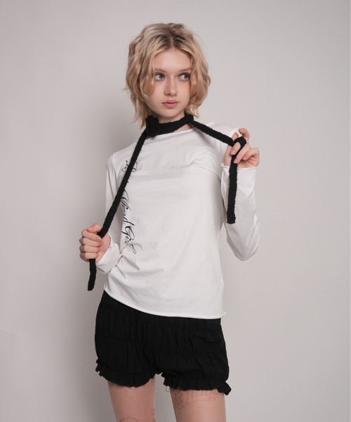 IMARI（イマリ）の「【 IMARI / イマリ 】 ローズ モチーフ ニット スカーフ / チョーカー #（ネックレス・レディース・ピンク/レッド/パープル/アイボリー/ブラック・FREE）」の8枚目の写真