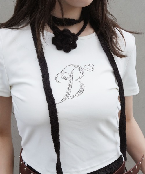 IMARI（イマリ）の「【 IMARI / イマリ 】 ローズ モチーフ ニット スカーフ / チョーカー #（ネックレス・レディース・ピンク/レッド/パープル/アイボリー/ブラック・FREE）」の10枚目の写真