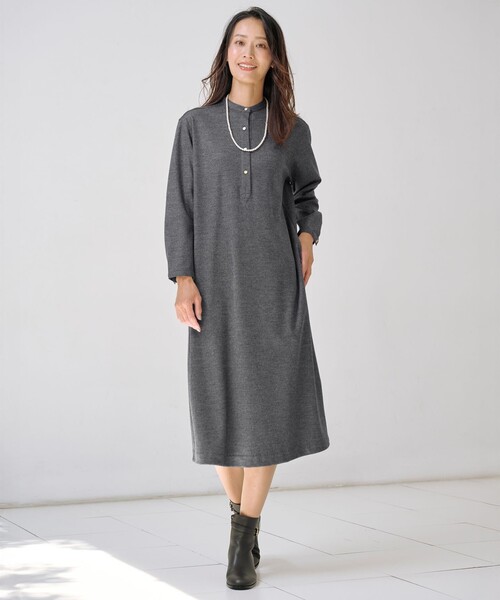 【J.PRESS L】ウールスムースジャージーワンピース セール】ウールスムース ワンピース（シャツワンピース）｜J.PRESS
