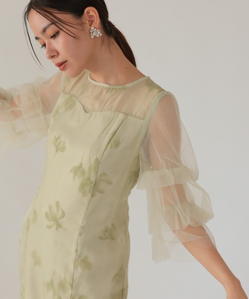 haremode（ハレモード）の「シアーチュールフラワードレス（ドレス・レディース・チャコール/ライトグリーン/ブラック・S/M）」の3枚目の写真