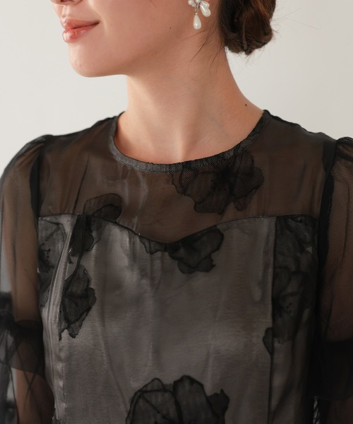 haremode（ハレモード）の「シアーチュールフラワードレス（ドレス・レディース・チャコール/ライトグリーン/ブラック・S/M）」の16枚目の写真