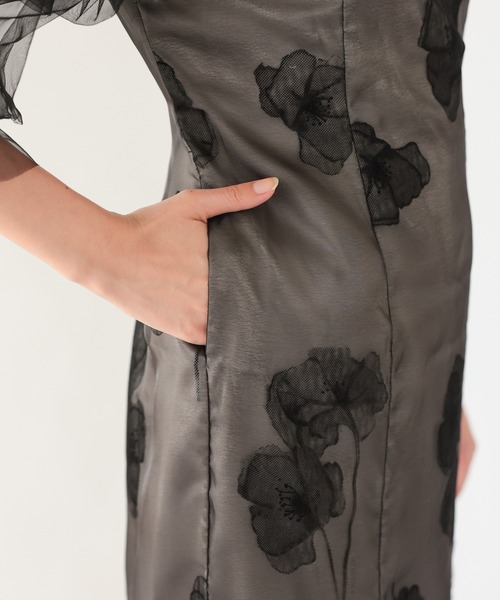 haremode（ハレモード）の「シアーチュールフラワードレス（ドレス・レディース・チャコール/ライトグリーン/ブラック・S/M）」の18枚目の写真