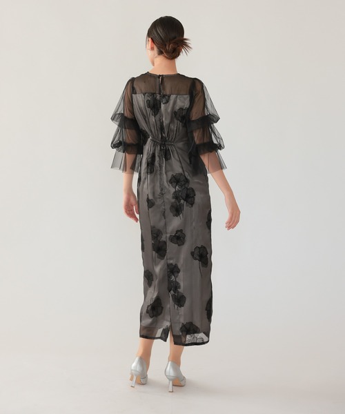 シアーチュールフラワー パーティードレス オケージョンドレス（ドレス