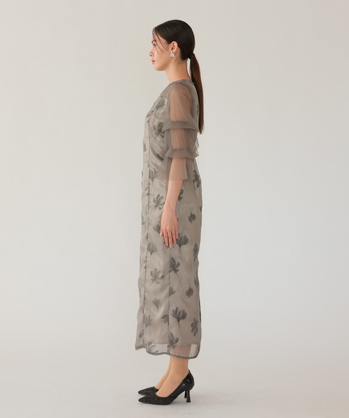 シアーチュールフラワー パーティードレス オケージョンドレス（ドレス