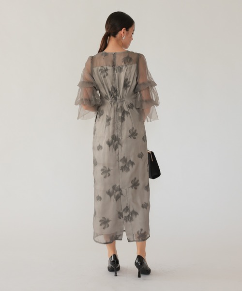 シアーチュールフラワー パーティードレス オケージョンドレス（ドレス