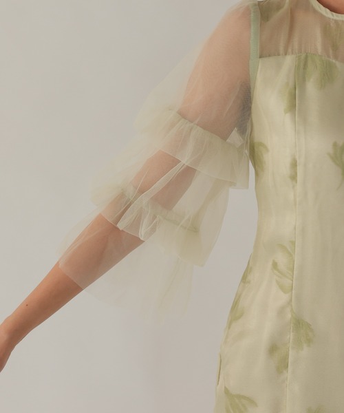 haremode（ハレモード）の「シアーチュールフラワードレス（ドレス・レディース・チャコール/ライトグリーン/ブラック・S/M）」の9枚目の写真