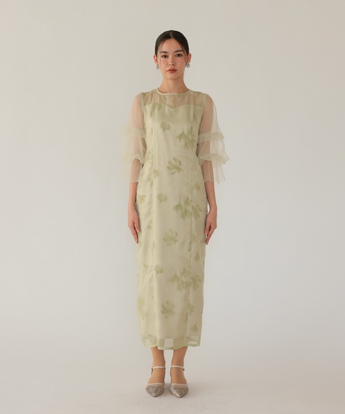 シアーチュールフラワー パーティードレス オケージョンドレス（ドレス