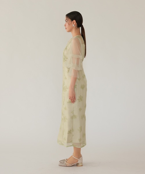 haremode（ハレモード）の「シアーチュールフラワードレス（ドレス・レディース・チャコール/ライトグリーン/ブラック・S/M）」の4枚目の写真