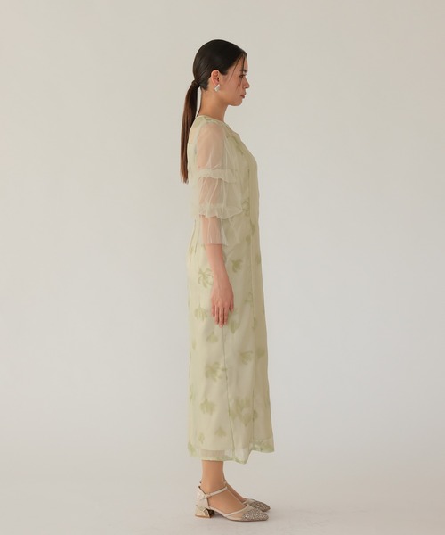 シアーチュールフラワー パーティードレス オケージョンドレス（ドレス