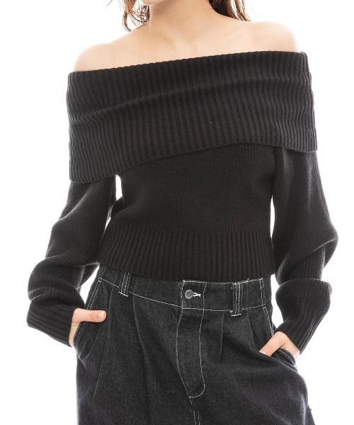 RVCA（ルーカ）の「【RVCA/ルーカ】24AW RVCA OFF SHOULDER KNIT/オフショルダーニット（ニット/セーター・レディース・ホワイト/ブラック/レッド・MEDIUM/SMALL）」の2枚目の写真