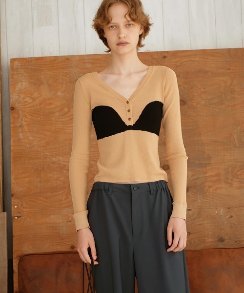 leinwande(ラインヴァンド)の「Bra Intarsia Knit / ブラインターシャニット(ニット/セーター・レディース・グレー/ボルドー/ベージュ・ONE SIZE)」の12枚目の写真