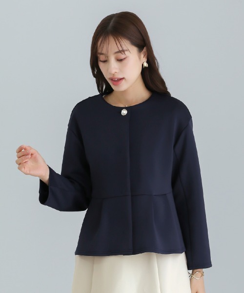 BLAMINK ライトブルー ノーカラージャケット 38 White Collection｜ホワイトコレクションのノーカラージャケット