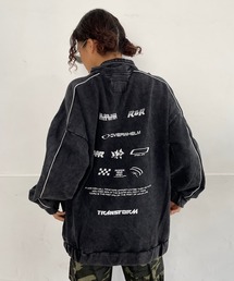 袖パイピングバックプリントスウェットプルオーバー