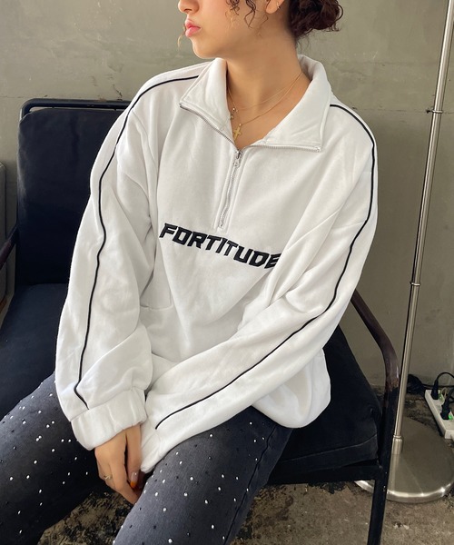 ROGER AND RAW(ロジャーアンドロウ)の「袖パイピングバックプリントスウェットプルオーバー(Tシャツ/カットソー・レディース・ブラック/ライトインディゴブルー/ホワイト/スミクロ・FREE)」の15枚目の写真