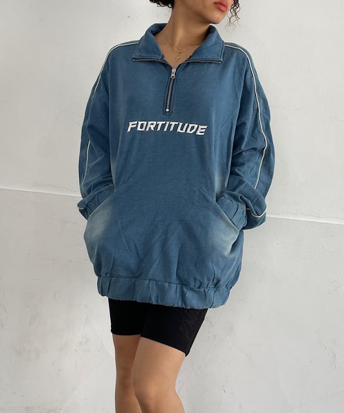 ROGER AND RAW(ロジャーアンドロウ)の「袖パイピングバックプリントスウェットプルオーバー(Tシャツ/カットソー・レディース・ブラック/ライトインディゴブルー/ホワイト/スミクロ・FREE)」の9枚目の写真