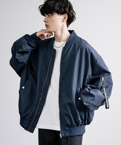 ネイビー MA-1スタイルジャケット WORK WEAR SUIT 洗えるMA-1 （ネイビー） - ファッション通販
