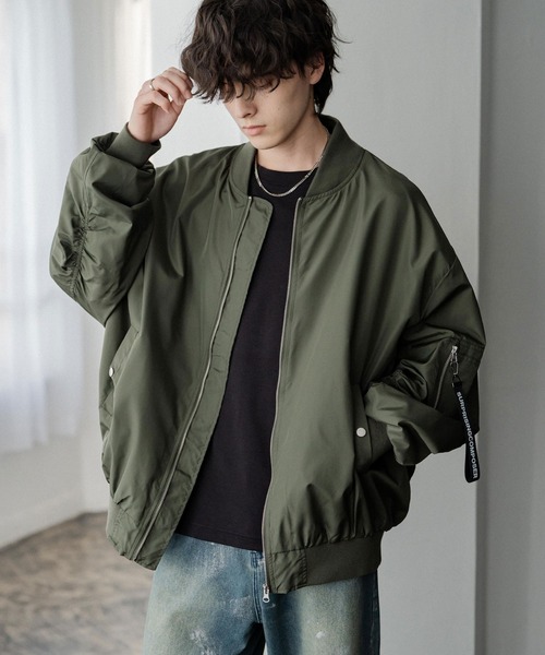 ポリDEWSPO オーバーサイズMA-1フライトジャケット/ミリタリー