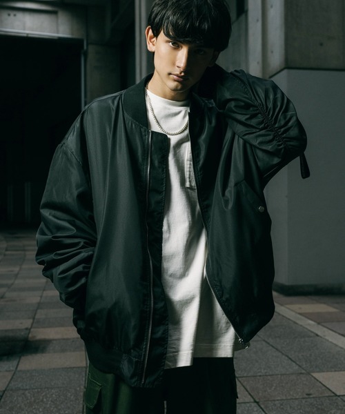 ポリDEWSPO オーバーサイズMA-1フライトジャケット/ミリタリーブルゾン