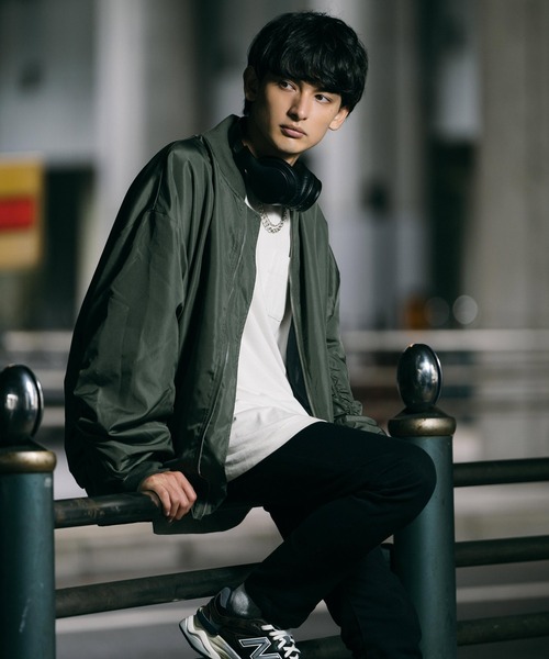 Rocky Monroe（ロッキーモンロー）の「ポリDEWSPO オーバーサイズMA-1フライトジャケット/ミリタリーブルゾン（MA-1・メンズ・カーキ/ネイビー/ブラック・M/XL/L）」の12枚目の写真