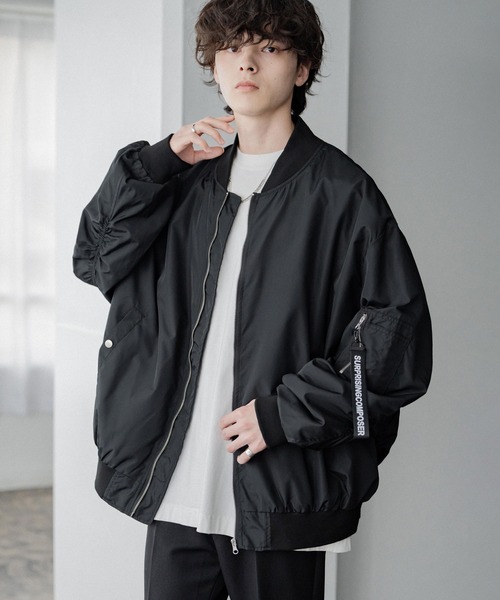 ポリDEWSPO オーバーサイズMA-1フライトジャケット/ミリタリーブルゾン