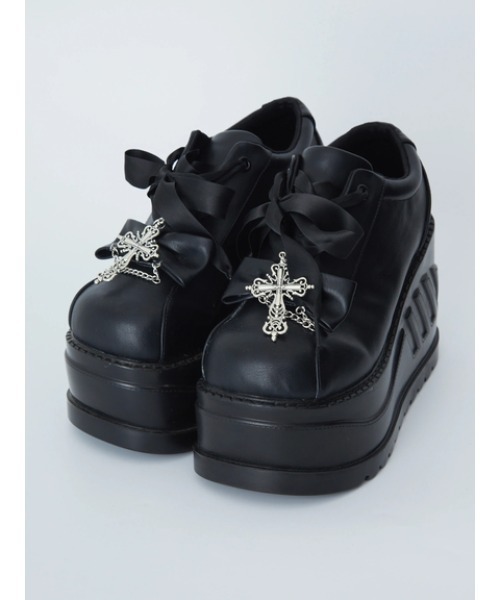 Jamie エーエヌケー（ジェイミーエーエヌケー）の「クロスモチーフスニーカー（スニーカー・レディース・ブラック・L/M）」の7枚目の写真