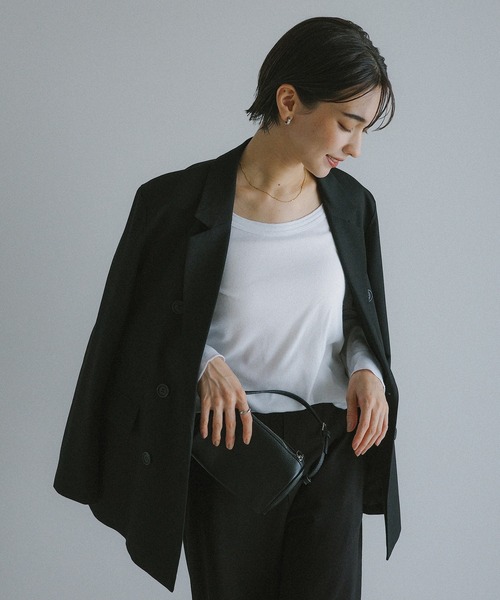 evernavy（エバーネイビー）の「テレコリブラウンドネックプルオーバー（Tシャツ/カットソー・レディース・グレー/チャコールグレー/ブラック/チョコ/ホワイト・M/L）」の13枚目の写真